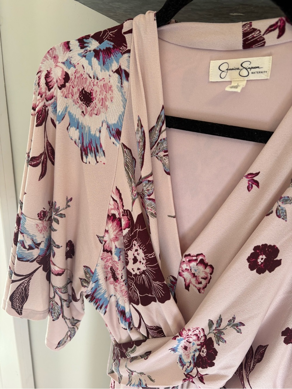 Jessica Simpson Maternity Blush Floral Wrap Maxi Dress - Picture 3 of 4